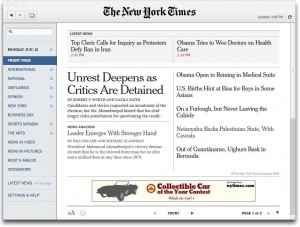 TimesReader 2.0 provided by the New York Times